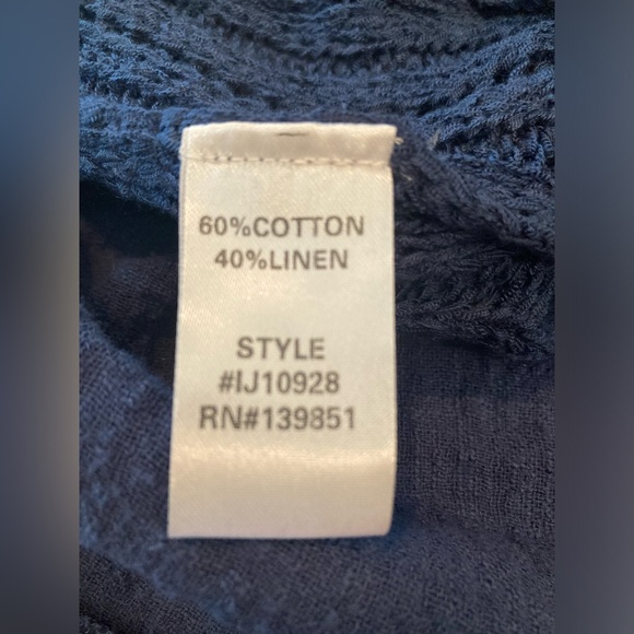 ODDY Boho Navy Fringe Linen Blend Kimono. One Size. NWT - Picture 5 of 10